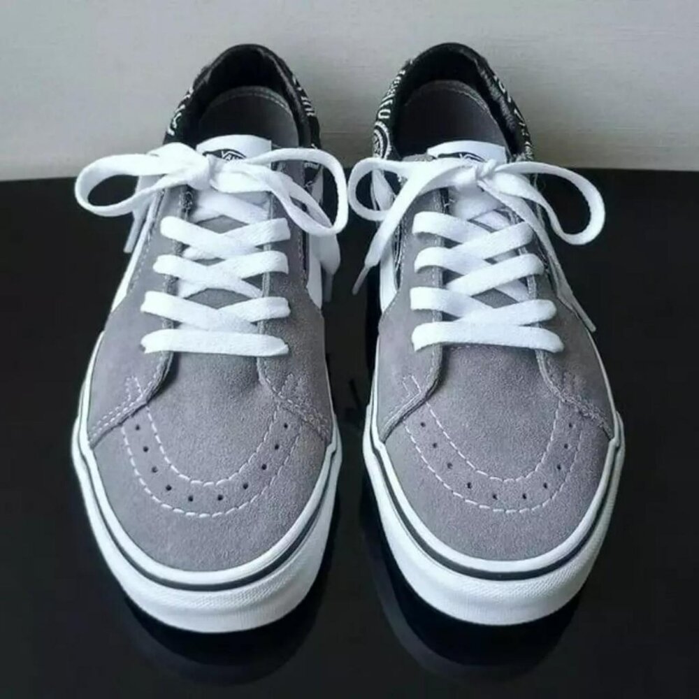 Vans Women's Sk8-Low Suede/Canvas Sneaker in Wonderful Paisley Gray/True White - Picture 3 of 12